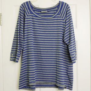 Avenue striped tee shirt studded 3/4 sleeves 18/20